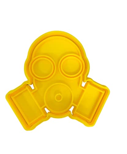 The Cookie Cutter Hub 10cm Military Gas Mask Cookie Cutter and Matching Embosser for Cookies Biscuits Clay Baking Decoration