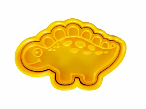 The Cookie Cutter Hub 10cm Cute Stegosaurus Cookie Cutter and Matching Embosser for Cookies Biscuits Clay Baking Decoration