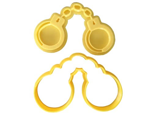 The Cookie Cutter Hub 10cm Police Handcuffs Cookie Cutter and Matching Embosser for Cookies Biscuits Clay Baking Decoration