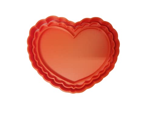 The Cookie Cutter Hub 8cm Valentines Decorative Love Heart Cookie Cutter and Matching Embosser for Cookies Biscuits Clay Baking Decoration