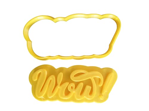 The Cookie Cutter Hub 10cm Wow! Cookie Cutter and Matching Embosser for Cookies Biscuits Clay Baking Decoration