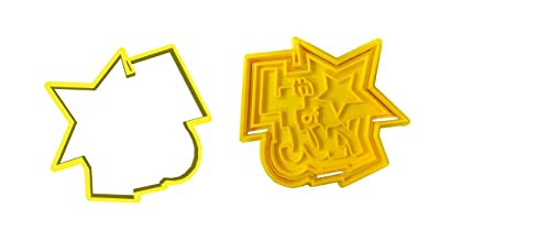 The Cookie Cutter Hub 10cm 4th of July Star Cookie Cutter and Matching Embosser for Cookies Biscuits Clay Baking Decoration