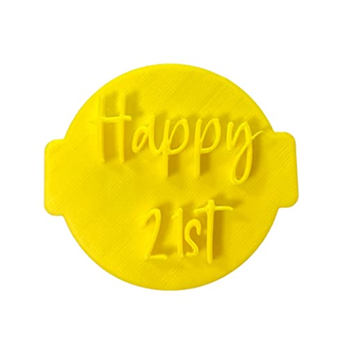 The Cookie Cutter Hub Happy 21st Cursive Embosser No 138 /Stamp for Cupcakes Fondant Icing Clay Cake Baking Decoration