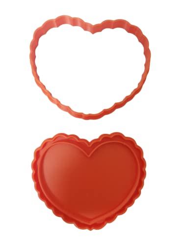 The Cookie Cutter Hub 8cm Valentines Decorative Love Heart Cookie Cutter and Matching Embosser for Cookies Biscuits Clay Baking Decoration