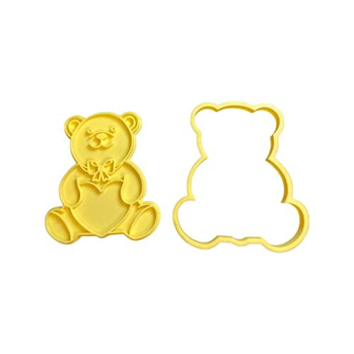 The Cookie Cutter Hub 10cm Valentine Bear Cookie Cutter and Matching Embosser for Cookies Biscuits Clay Baking Decoration