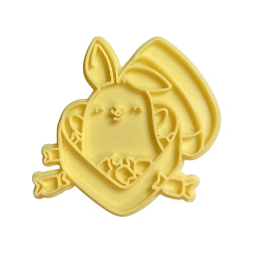 The Cookie Cutter Hub 11cm Rabbit with Sweets Cookie Cutter and Matching Embosser for Cookies Biscuits Clay Baking Decoration