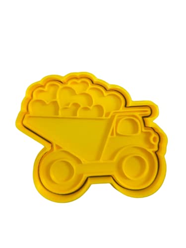 The Cookie Cutter Hub 10cm Valentine's Dumping Truck Cookie Cutter and Matching Embosser for Cookies Biscuits Clay Baking Decoration