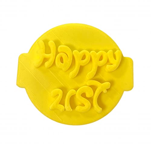 The Cookie Cutter Hub Happy 21st Thick Font Embosser No 139 /Stamp for Cupcakes Fondant Icing Clay Cake Baking Decoration