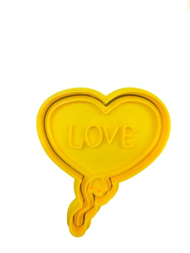 The Cookie Cutter Hub 9cm Wedding Balloon Heart Cookie Cutter and Matching Embosser for Cookies Biscuits Clay Baking Decoration