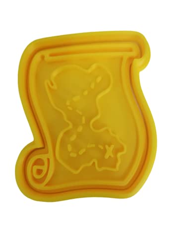 The Cookie Cutter Hub 9cm Pirate Treasure Map Cookie Cutter and Matching Embosser for Cookies Biscuits Clay Baking Decoration