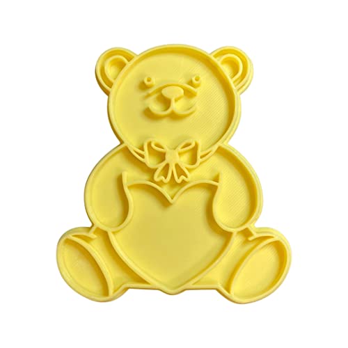 The Cookie Cutter Hub 10cm Valentine Bear Cookie Cutter and Matching Embosser for Cookies Biscuits Clay Baking Decoration