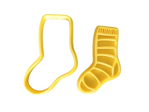 The Cookie Cutter Hub 9cm Men's Sock Cookie Cutter and Matching Embosser for Cookies Biscuits Clay Baking Decoration