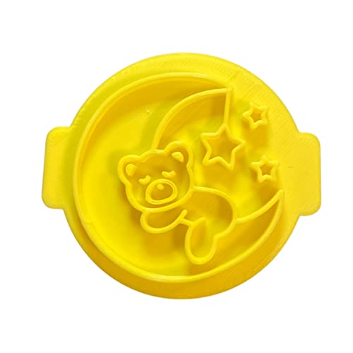 The Cookie Cutter Hub Teddy On The Moon Embosser No 115 /Stamp for Cupcakes Fondant Icing Clay Cake Baking Decoration