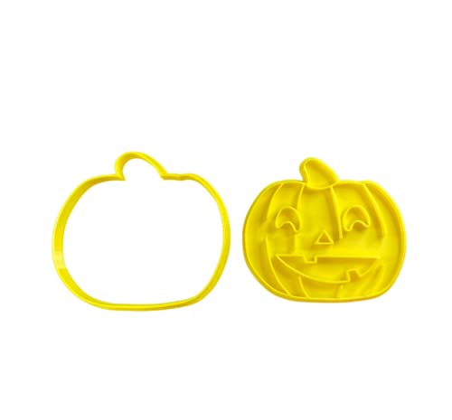 The Cookie Cutter Hub 9cm Pumpkin Cookie Cutter and Matching Embosser for Cookies Biscuits Clay Baking Decoration