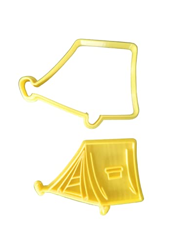 The Cookie Cutter Hub 9cm Camping Tent Cookie Cutter and Matching Embosser for Cookies Biscuits Clay Baking Decoration