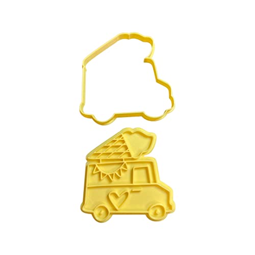The Cookie Cutter Hub 10cm Valentine Truck Cookie Cutter and Matching Embosser for Cookies Biscuits Clay Baking Decoration