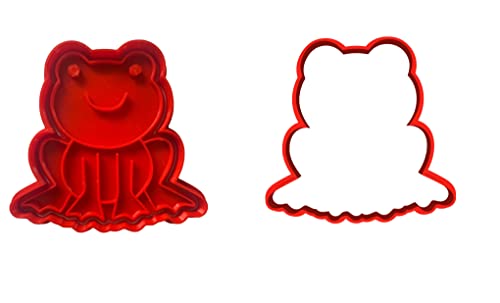 The Cookie Cutter Hub 9cm Garden Frog Cookie Cutter and Matching Embosser for Cookies Biscuits Clay Baking Decoration