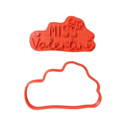 The Cookie Cutter Hub 11cm Miss Valentine Cookie Cutter and Matching Embosser for Cookies Biscuits Clay Baking Decoration