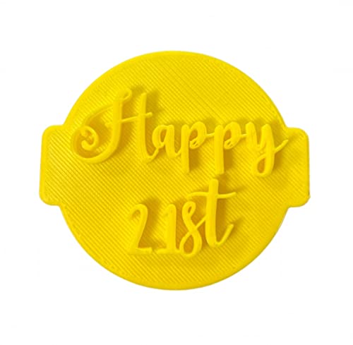 The Cookie Cutter Hub Happy 21st Embosser No 128 /Stamp for Cupcakes Fondant Icing Clay Cake Baking Decoration