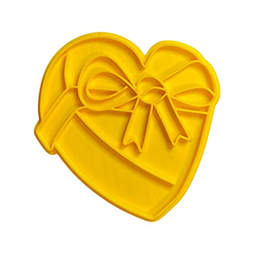 The Cookie Cutter Hub 11cm Love Heart with Ribbon Cookie Cutter and Matching Embosser for Cookies Biscuits Clay Baking Decoration