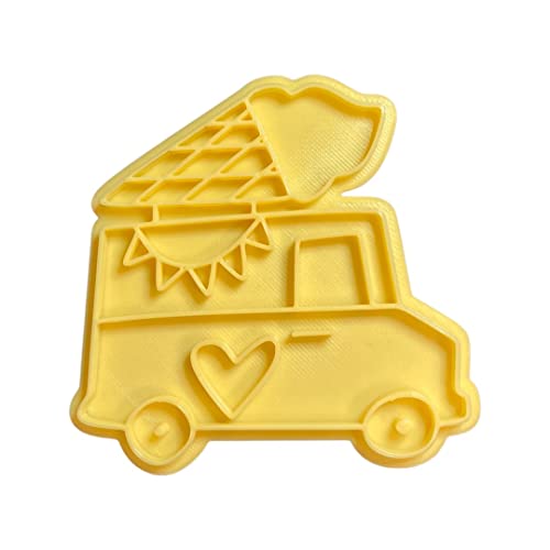 The Cookie Cutter Hub 10cm Valentine Truck Cookie Cutter and Matching Embosser for Cookies Biscuits Clay Baking Decoration