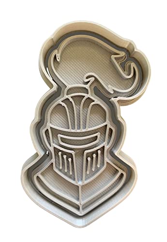 The Cookie Cutter Hub 9cm Knight's Helmet Cookie Cutter and Matching Embosser for Cookies Biscuits Clay Baking Decoration