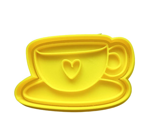 The Cookie Cutter Hub 9cm Wedding Tea Cup Cookie Cutter and Matching Embosser for Cookies Biscuits Clay Baking Decoration