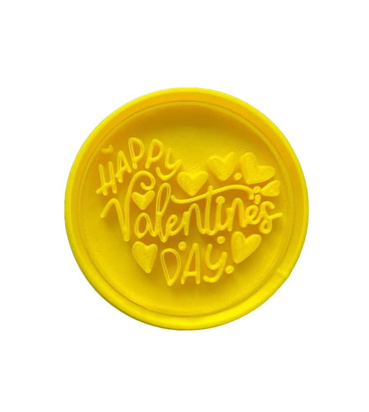 The Cookie Cutter Hub 6cm Happy Valentine's Day Hearts Cookie Cutter and Matching Embosser for Cookies Biscuits Clay Baking Decoration