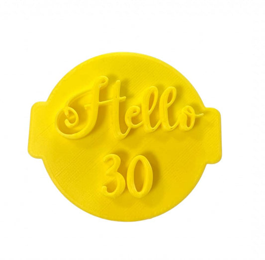 The Cookie Cutter Hub Hello 30 Embosser No 133 /Stamp for Cupcakes Fondant Icing Clay Cake Baking Decoration