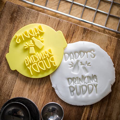 The Cookie Cutter Hub Daddy's Drinking Buddy Embosser No 12 /Stamp for Cupcakes Fondant Icing Clay Cake Baking Decoration
