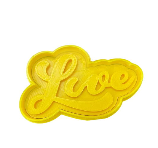 The Cookie Cutter Hub 10cm Love Cookie Cutter and Matching Embosser for Cookies Biscuits Clay Baking Decoration