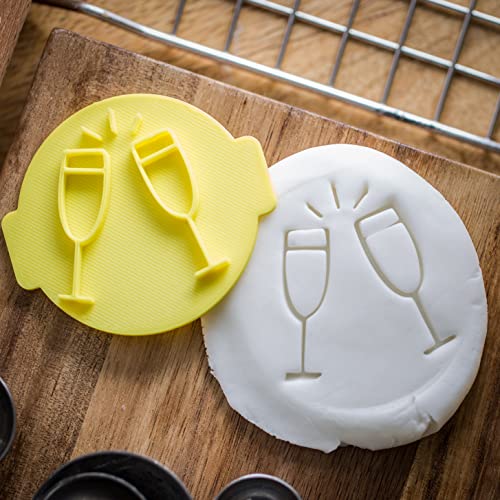 The Cookie Cutter Hub Champagne Glasses Embosser No 27 /Stamp for Cupcakes Fondant Icing Clay Cake Baking Decoration
