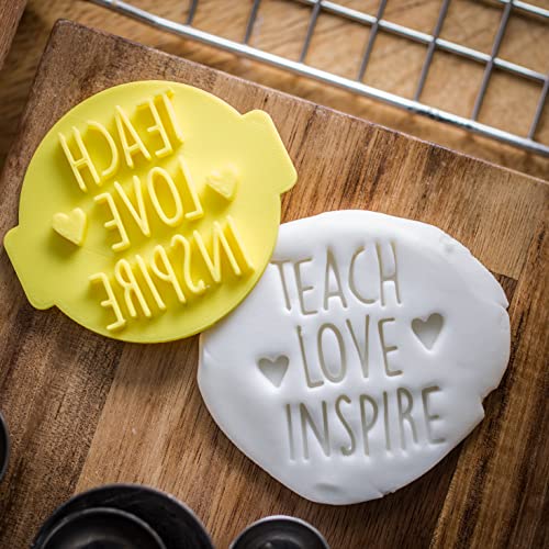 The Cookie Cutter Hub Teach Love Inspire Embosser No 76 /Stamp for Cupcakes Fondant Icing Clay Cake Baking Decoration