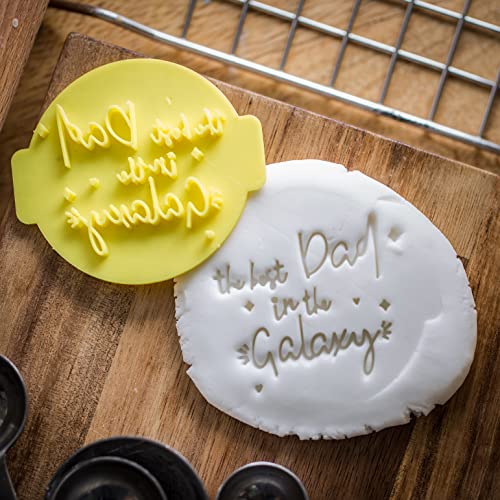 The Cookie Cutter Hub Best Dad in The Galaxy Embosser No 6 /Stamp for Cupcakes Fondant Icing Clay Cake Baking Decoration